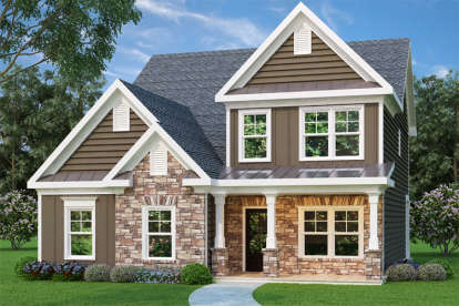Narrow Lot House Plan #009-00107 Elevation Photo