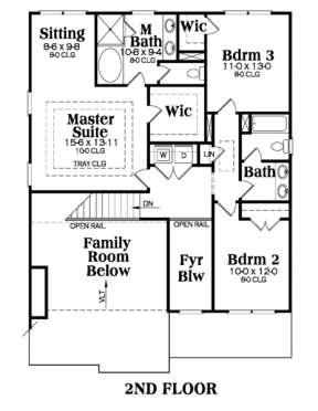 Second Floor for House Plan #009-00107
