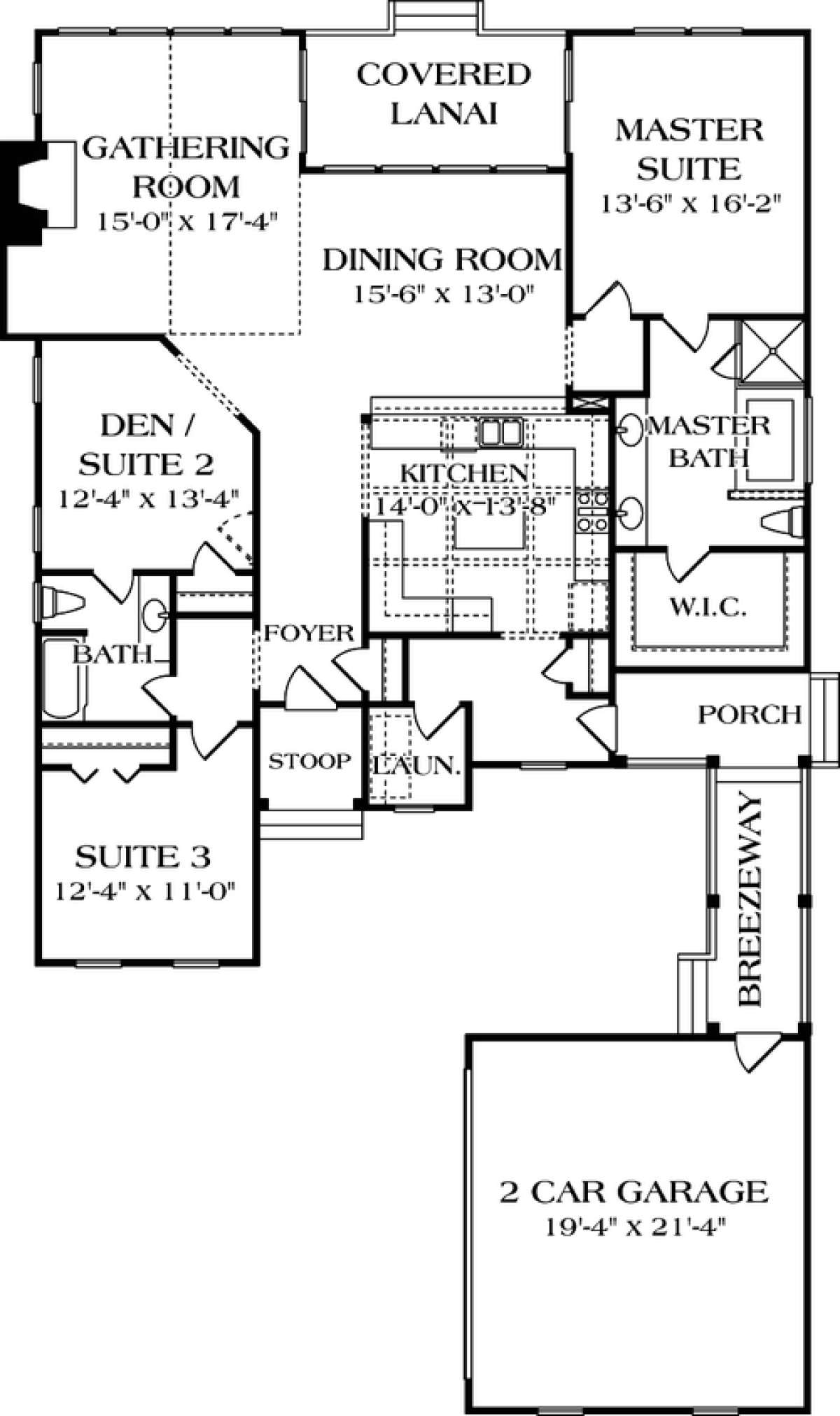 Floorplan 1 for House Plan #3323-00051