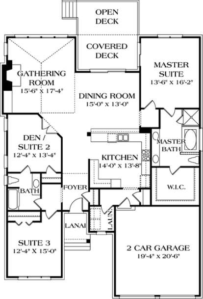 Floorplan 1 for House Plan #3323-00052