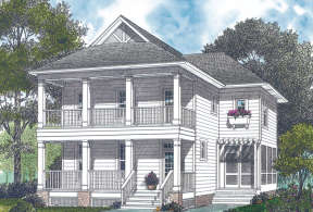 Narrow Lot House Plan #3323-00055 Elevation Photo