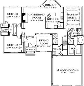 Floorplan 1 for House Plan #3323-00063