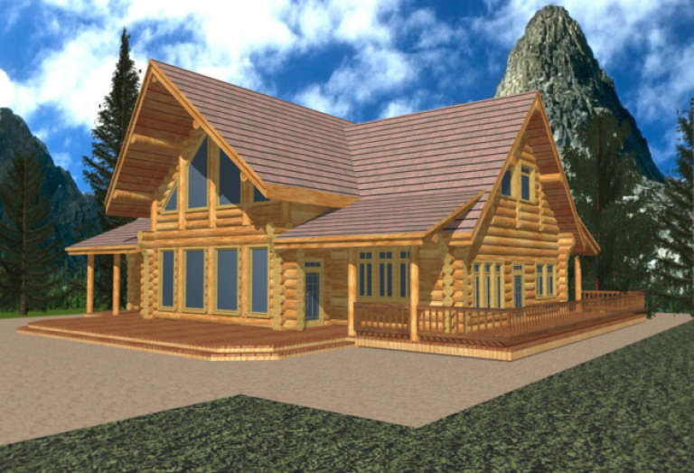 Log House Plan #039-00030 Elevation Photo