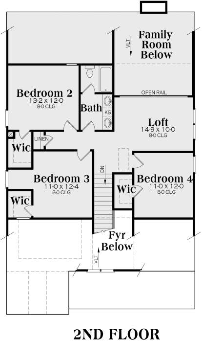 Second Floor for House Plan #009-00108