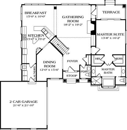 Floorplan 1 for House Plan #3323-00139