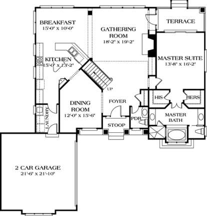 Floorplan 1 for House Plan #3323-00140