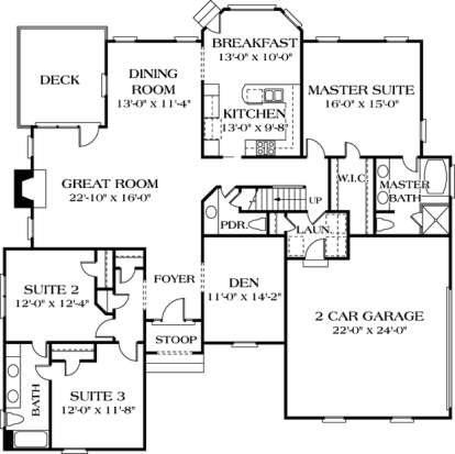 Floorplan 1 for House Plan #3323-00142