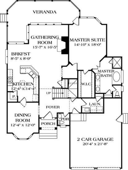 Floorplan 1 for House Plan #3323-00144