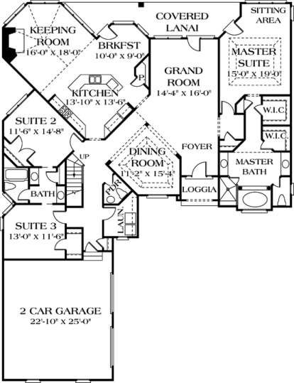 Floorplan 1 for House Plan #3323-00146