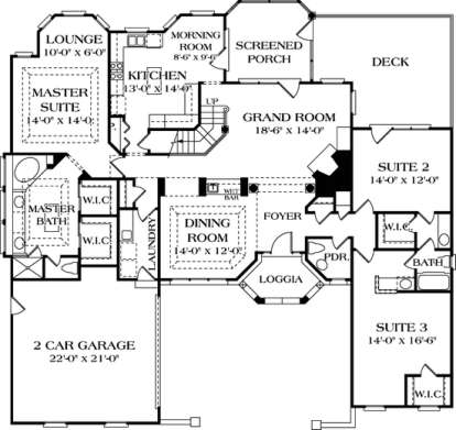 Floorplan 1 for House Plan #3323-00158