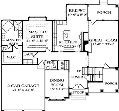 Floorplan 1 for House Plan #3323-00159