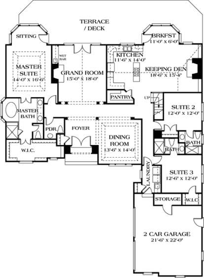 Floorplan 1 for House Plan #3323-00163