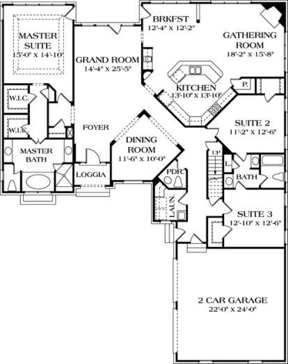 Floorplan 1 for House Plan #3323-00164