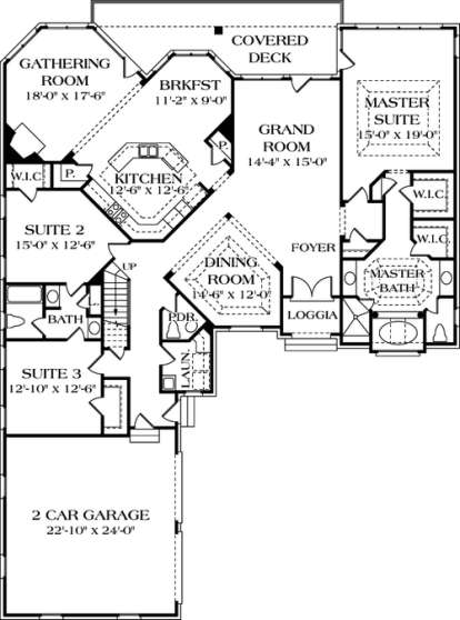 Floorplan 1 for House Plan #3323-00166