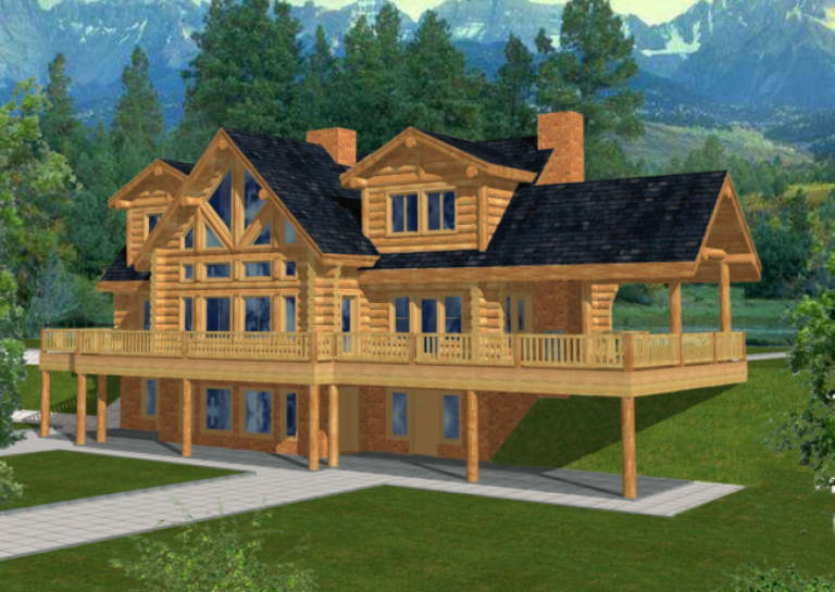 Log House Plan #039-00035 Elevation Photo