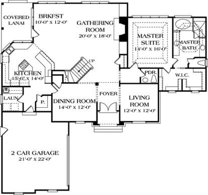 Floorplan 1 for House Plan #3323-00172