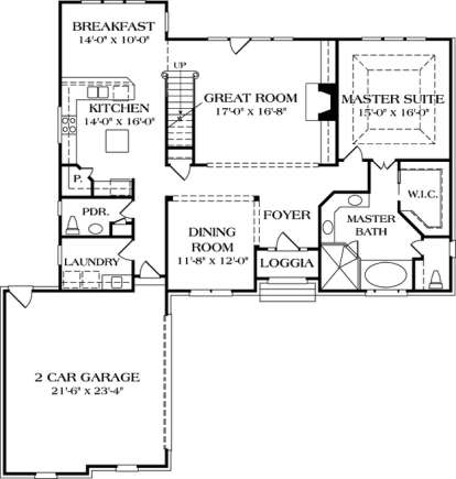 Floorplan 1 for House Plan #3323-00173
