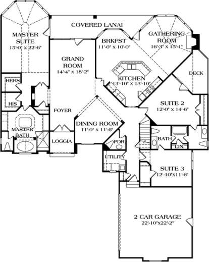 Floorplan 1 for House Plan #3323-00179