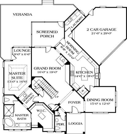 Floorplan 1 for House Plan #3323-00207