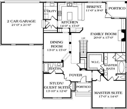 Floorplan 1 for House Plan #3323-00228