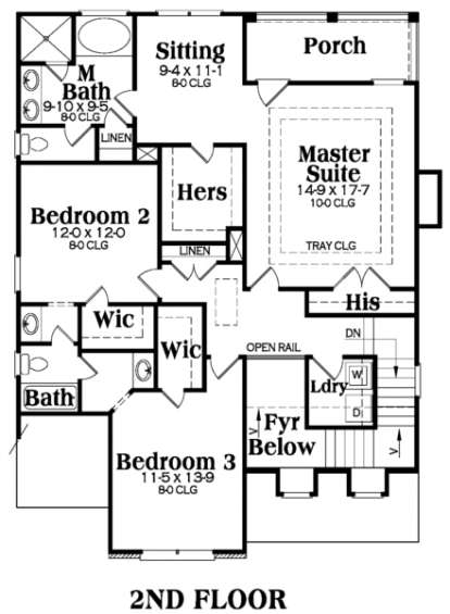 Second Floor for House Plan #009-00109