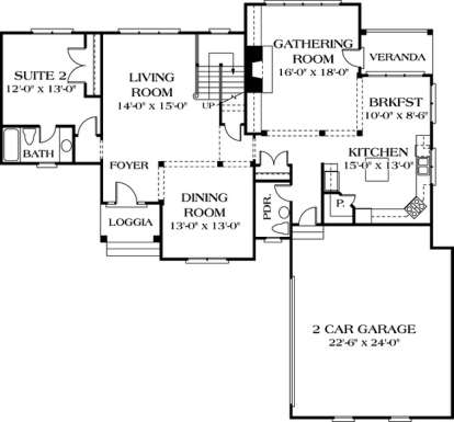Floorplan 1 for House Plan #3323-00250