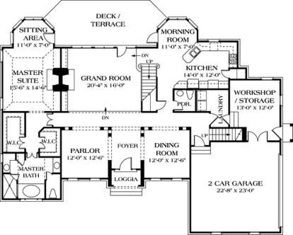 Floorplan 1 for House Plan #3323-00286