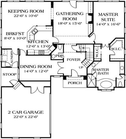 Floorplan 1 for House Plan #3323-00288