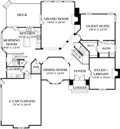 Floorplan 1 for House Plan #3323-00323