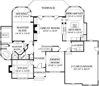 Floorplan 1 for House Plan #3323-00328