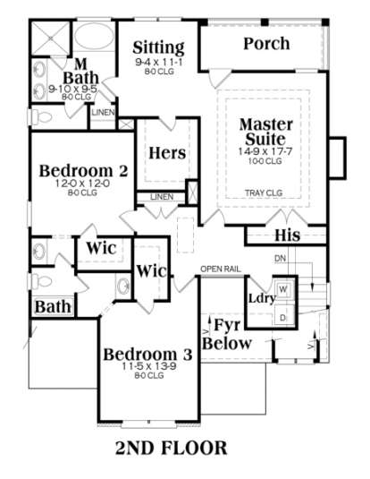 Second Floor for House Plan #009-00110