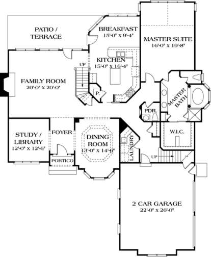 Floorplan 1 for House Plan #3323-00333