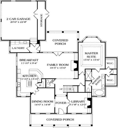 Floorplan 1 for House Plan #3323-00343