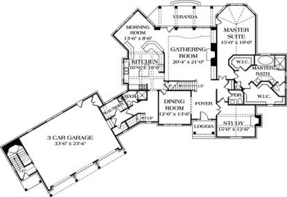 Floorplan 1 for House Plan #3323-00345