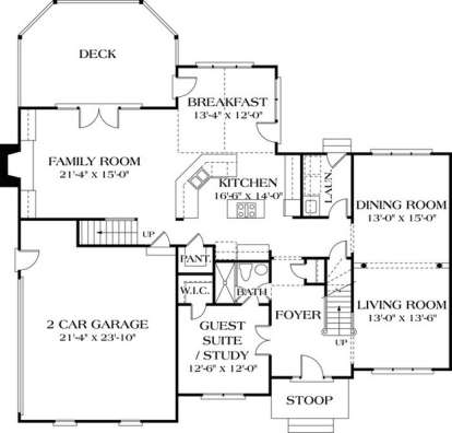 Floorplan 1 for House Plan #3323-00350