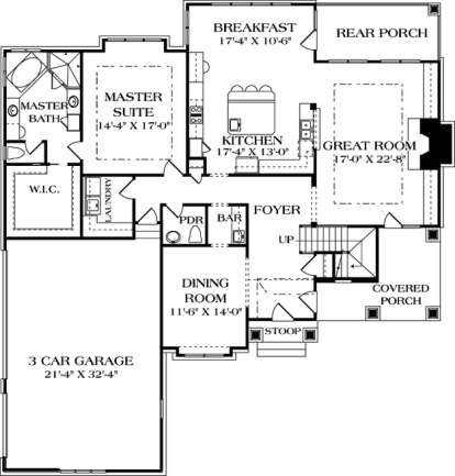 Floorplan 1 for House Plan #3323-00358