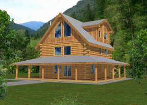 Log House Plan #039-00047 Elevation Photo