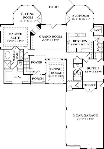 Floorplan 1 for House Plan #3323-00366
