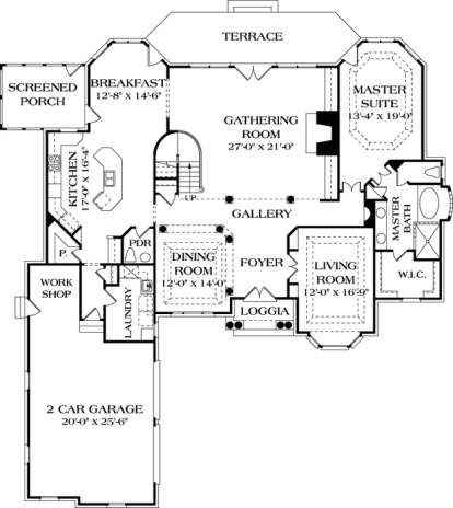 Floorplan 1 for House Plan #3323-00368