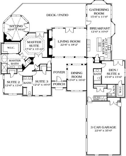 Floorplan 1 for House Plan #3323-00373