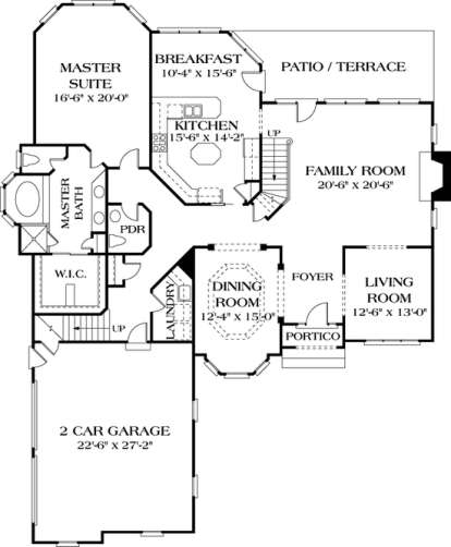Floorplan 1 for House Plan #3323-00375