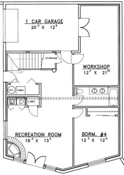 Basement Floor for House Plan #039-00049
