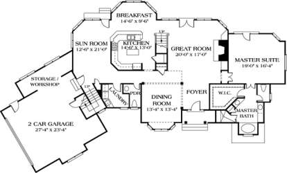 Floorplan 1 for House Plan #3323-00386