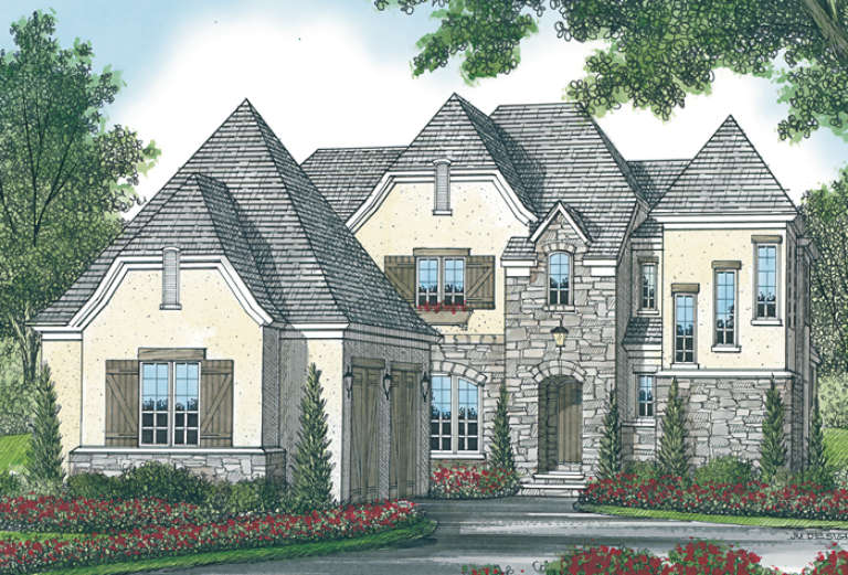 European House Plan #3323-00390 Elevation Photo
