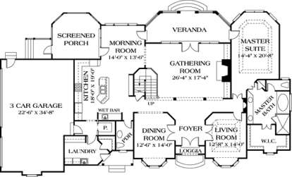 Floorplan 1 for House Plan #3323-00393