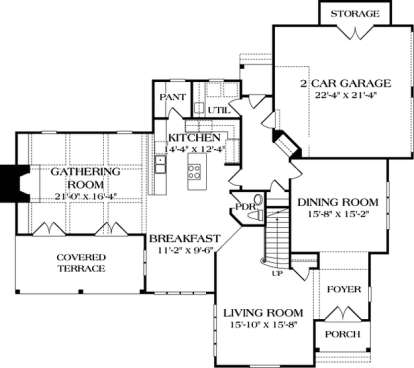 Floorplan 1 for House Plan #3323-00402