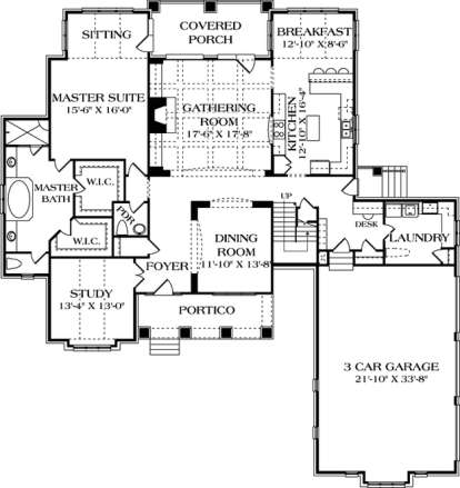 Floorplan 1 for House Plan #3323-00406