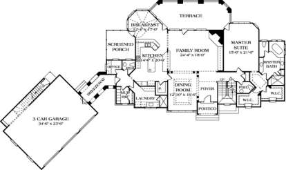 Floorplan 1 for House Plan #3323-00412