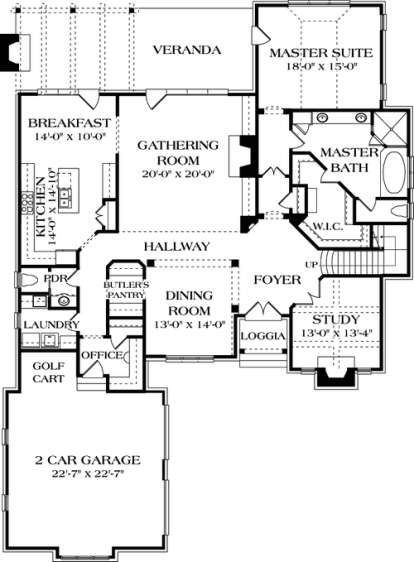 Floorplan 1 for House Plan #3323-00414