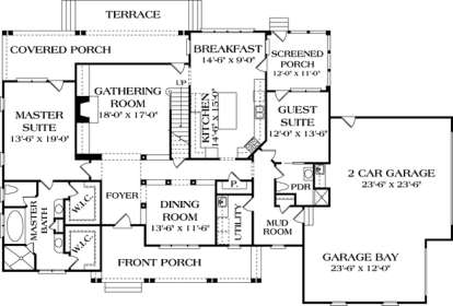 Floorplan 1 for House Plan #3323-00416